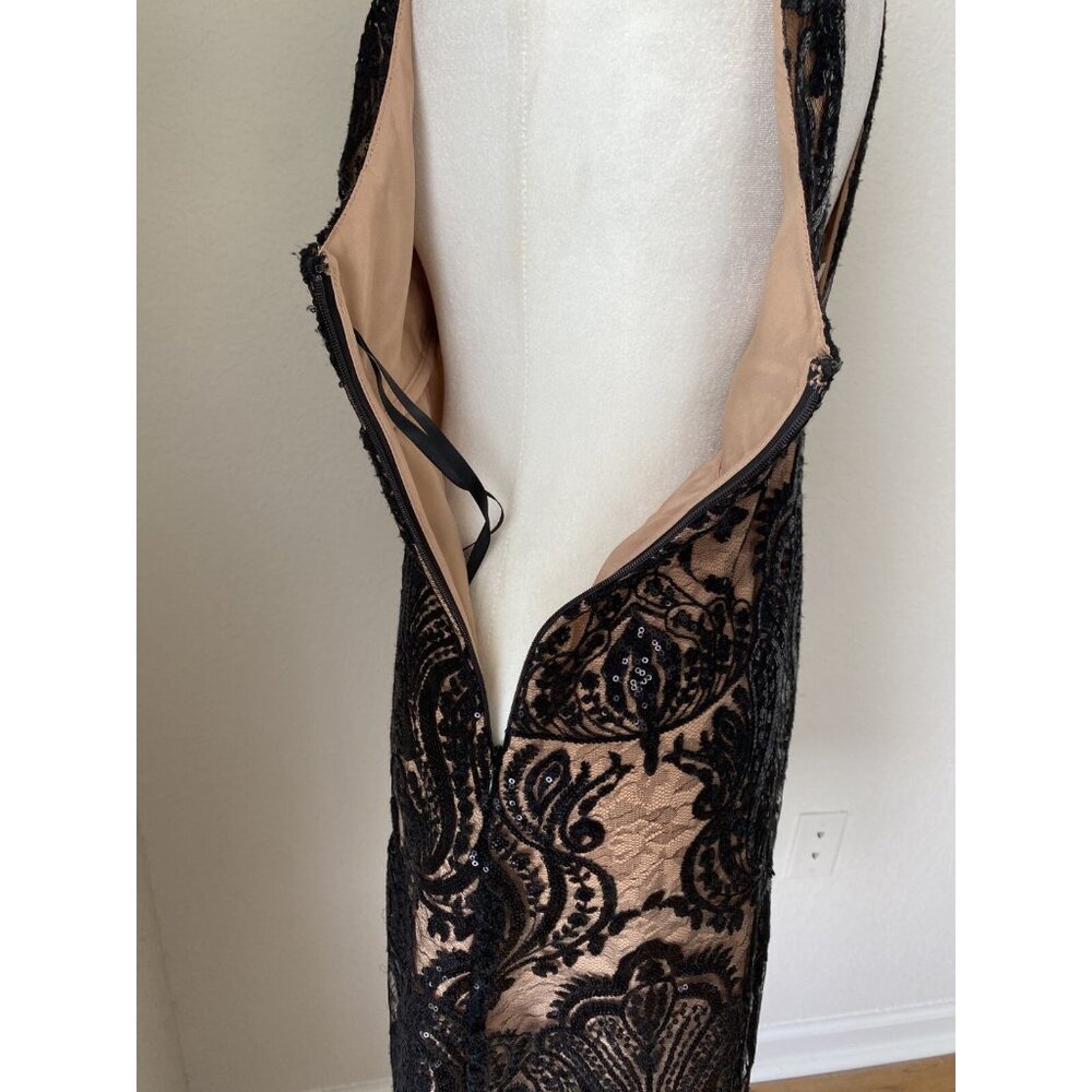 NWT Free People SZ 2 Nude w Black Lace Sequin Mini Dress Evening Party Strapless - Picture 3 of 8
